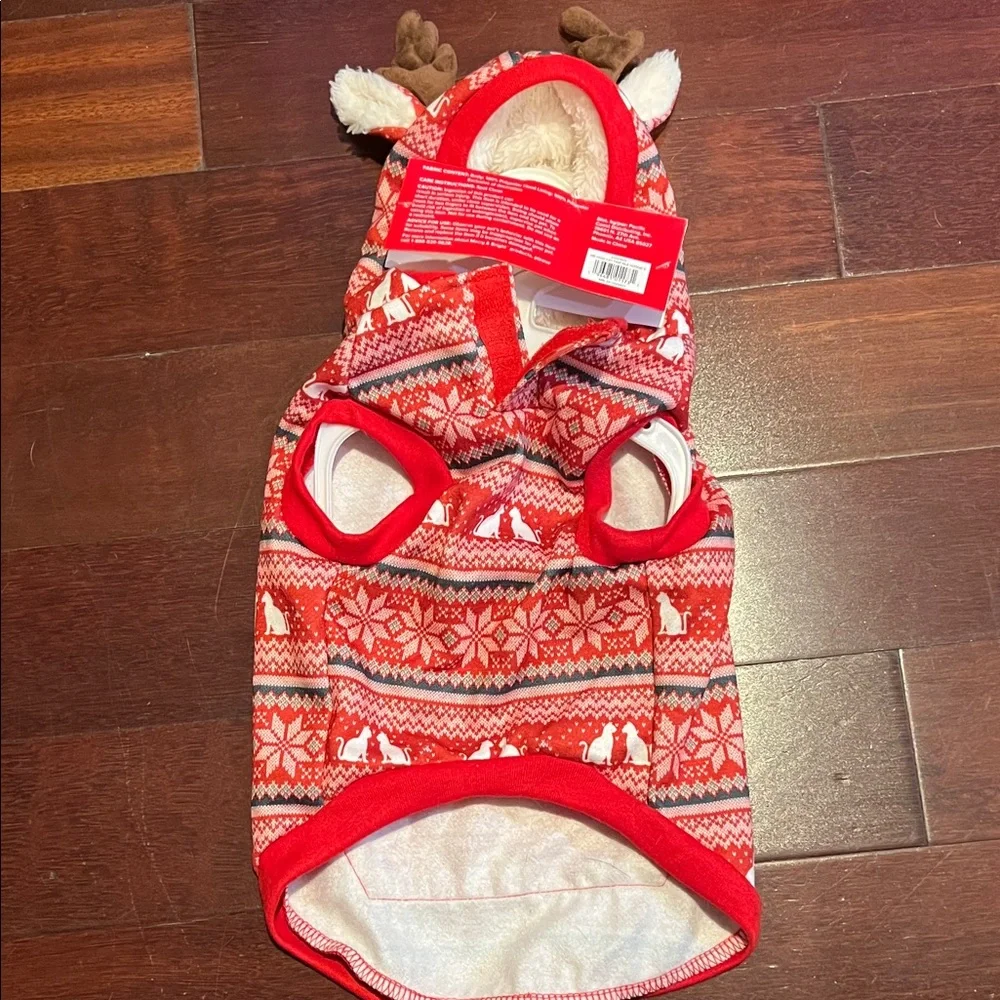 NWT Merry & Bright Collection Holiday Christmas Hoodie Reindeer Cat apperal Dog